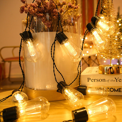 ไฟ LED เชือกกลางแจ้งพร้อมหลอดไฟแตกไฟสวนแขวนไฟสนามหลังบ้าน