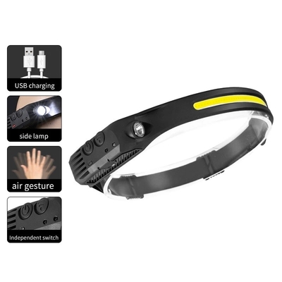 ไฟหน้าแบบเหนี่ยวนำ COB LED Head Lamp พร้อมแบตเตอรี่ในตัว ไฟฉาย USB แบบชาร์จไฟได้ Head Lamp Lighting Modes