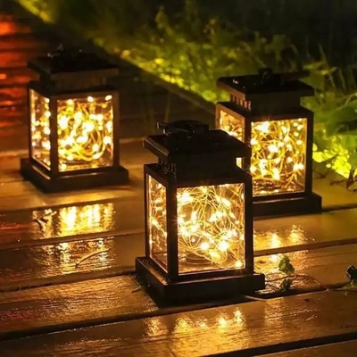 โคมไฟแขวนโคมไฟดอกไม้กันน้ำตกแต่งกลางแจ้ง Garland Fairy Solar Garden Courtyard Palace Lights