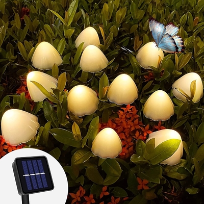 2700K IP55 ไฟ LED เชือกพลังงานแสงอาทิตย์ / เห็ดไฟสวนพลังงานแสงอาทิตย์ตกแต่งงานรื่นเริง