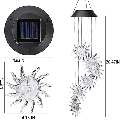 Wind Chime 2700K ไฟสวน LED พลังงานแสงอาทิตย์รูปดวงอาทิตย์ไฟตกแต่ง