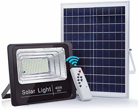 ไฟ LED กลางแจ้ง 40w โรงรถช่องไฟถนนพลังงานแสงอาทิตย์พร้อมรีโมทคอนโทรล
