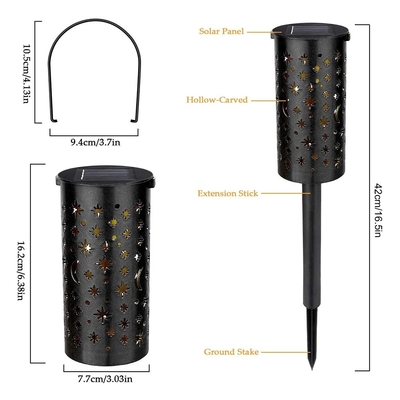 Iron Hollow Solar Lanterns สำหรับภายนอก Star Moon Retro Light Terrace Path Decoration IP66