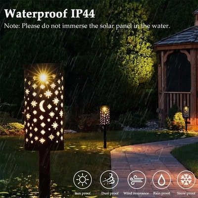 Iron Hollow Solar Lanterns สำหรับภายนอก Star Moon Retro Light Terrace Path Decoration IP66