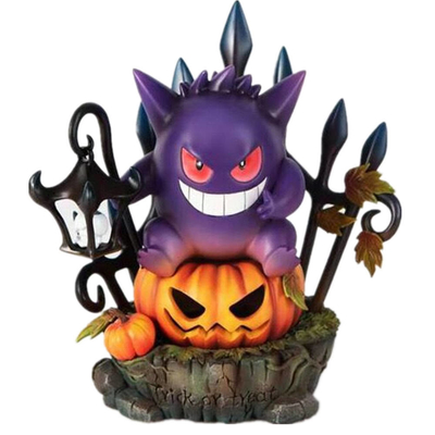 อะนิเมะ Gengar ฮาโลวีนผีโคมไฟฟักทองแสงพลังงานแสงอาทิตย์งานฝีมือรูปดวงจันทร์เงารูปปั้น