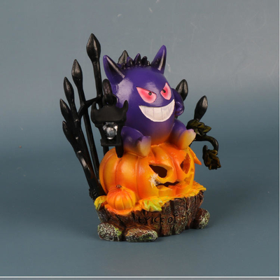 อะนิเมะ Gengar ฮาโลวีนผีโคมไฟฟักทองแสงพลังงานแสงอาทิตย์งานฝีมือรูปดวงจันทร์เงารูปปั้น