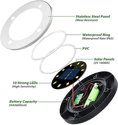 IP67 ไฟ LED สวนพลังงานแสงอาทิตย์ DC 6V 10 ไฟ LED พลังงานแสงอาทิตย์ใต้ดิน