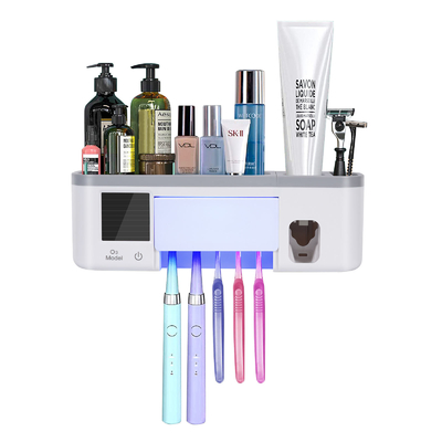 อะมอร์ฟัสซิลิคอนพาวเวอร์ซัพพลาย Uv Sanitizer ที่วางแปรงสีฟัน ABS ในครัวเรือน