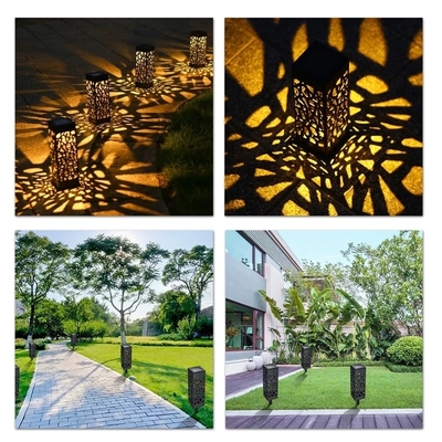 IP65 ไฟสวน LED พลังงานแสงอาทิตย์ตกแต่งทนทานสนามหญ้า Yard Hollow Path Light 1.2v 6000K