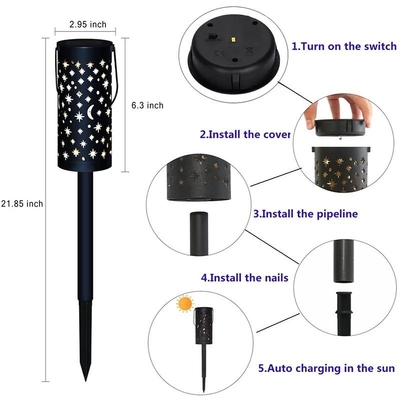 ไฟสวน LED พลังงานแสงอาทิตย์ตกแต่งกันน้ำ Star Moon Hollow Light 6000K