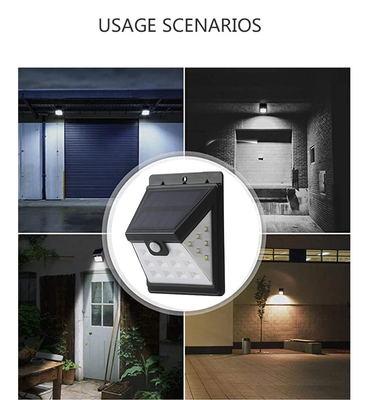 Smart Motion Sensor โคมไฟติดผนัง LED พลังงานแสงอาทิตย์ 22 LED ABS 3.7V