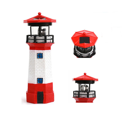 RoHS Solar Gift Light LED เรซิ่น Solar Lighthouse พร้อม Beacon หมุนได้