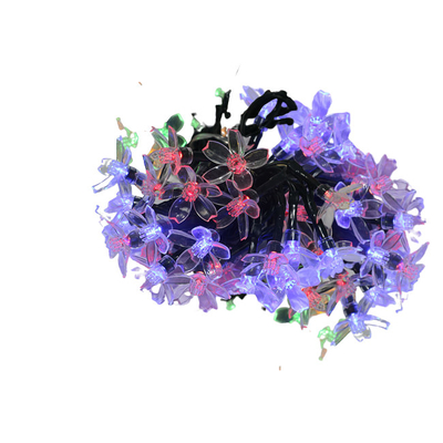ตกแต่งวันหยุดไฟสวนสตริงพลังงานแสงอาทิตย์หลายสีดอกพีช 9m * 60