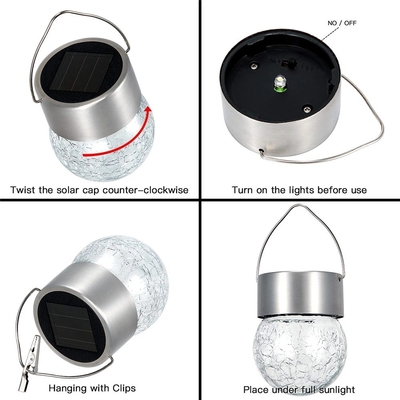 IP65 Solar Crackle Light Waterproof ตกแต่งโคมระย้าแก้วบอล