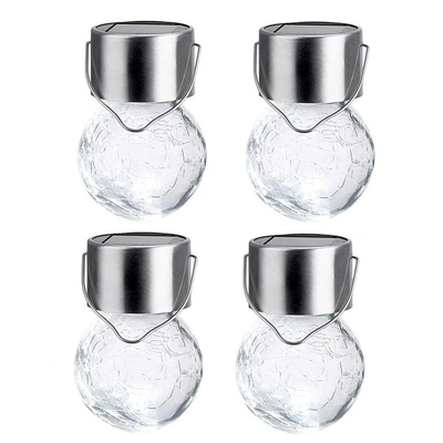 IP65 Solar Crackle Light Waterproof ตกแต่งโคมระย้าแก้วบอล