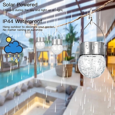 IP65 Solar Crackle Light Waterproof ตกแต่งโคมระย้าแก้วบอล