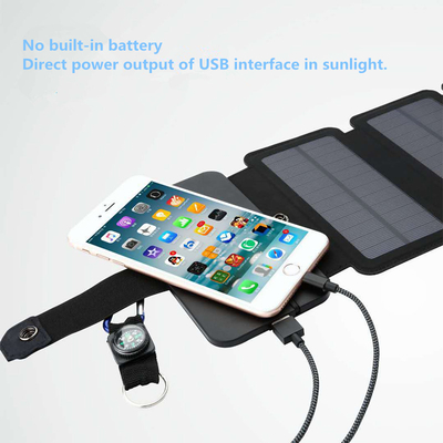 แผงเซลล์แสงอาทิตย์พับได้ 10W 5V 2.1A อุปกรณ์เอาต์พุต USB สำหรับสมาร์ทโฟน
