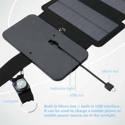 แผงเซลล์แสงอาทิตย์พับได้ 10W 5V 2.1A อุปกรณ์เอาต์พุต USB สำหรับสมาร์ทโฟน