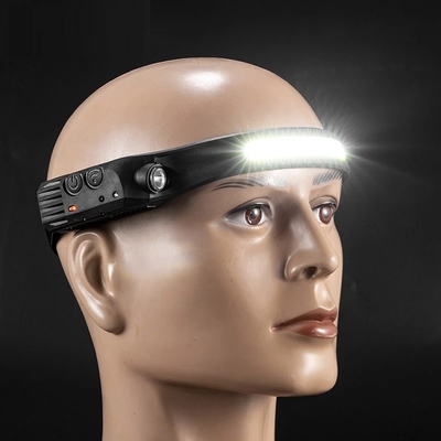 ไฟหน้าแบบเหนี่ยวนำ COB LED Head Lamp พร้อมแบตเตอรี่ในตัว ไฟฉาย USB แบบชาร์จไฟได้ Head Lamp Lighting Modes